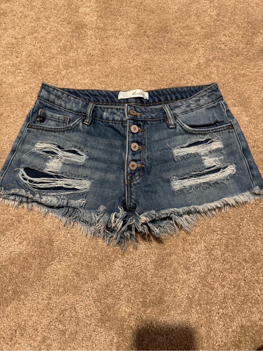 KanCan Medium Blue Distressed Frayed Hem Jean Shorts SIZE 3 (25)
